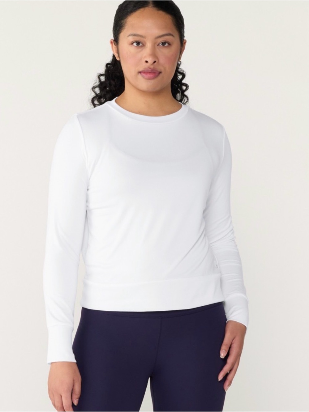 Vuori daydream crew long sleeve top white size small